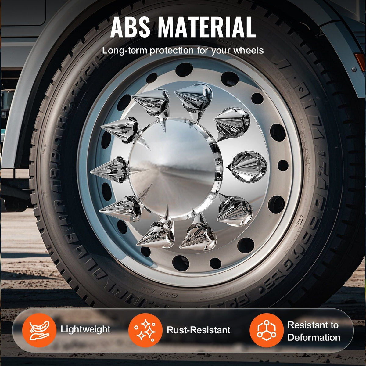 Front Axle Cover Combo Kit ABS Lug Nut Covers with Nut Cover Tools