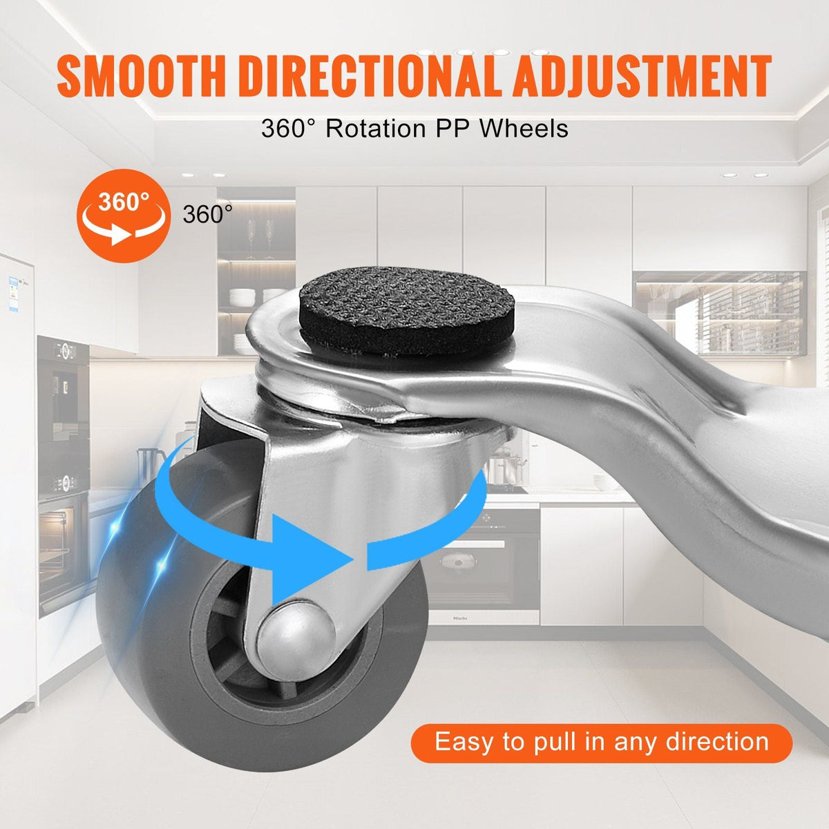 Furniture Dolly, 4 Pack 6-Inch Steel Tri-Dolly with 360° PP Swivel Wheels and Non-Slip Cap, 3 Wheels Furniture Lift Mover Tool Set for Moving Heavy Furniture Refrigerator Sofa, 250Lbs Capacity