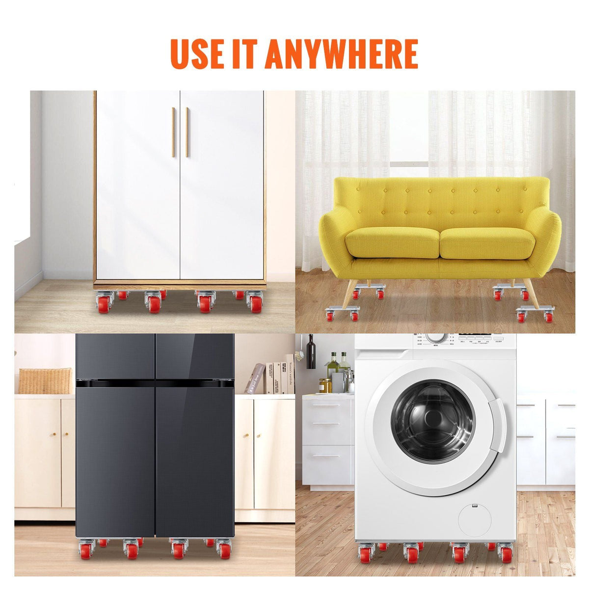 Furniture Dolly, Furniture Moving Dollies with 360° PP Swivel Wheels & Carbon Steel Panel, 250 Lbs Capacity Furniture Lift Mover Tool Set for Moving Heavy Furniture Refrigerator Sofa