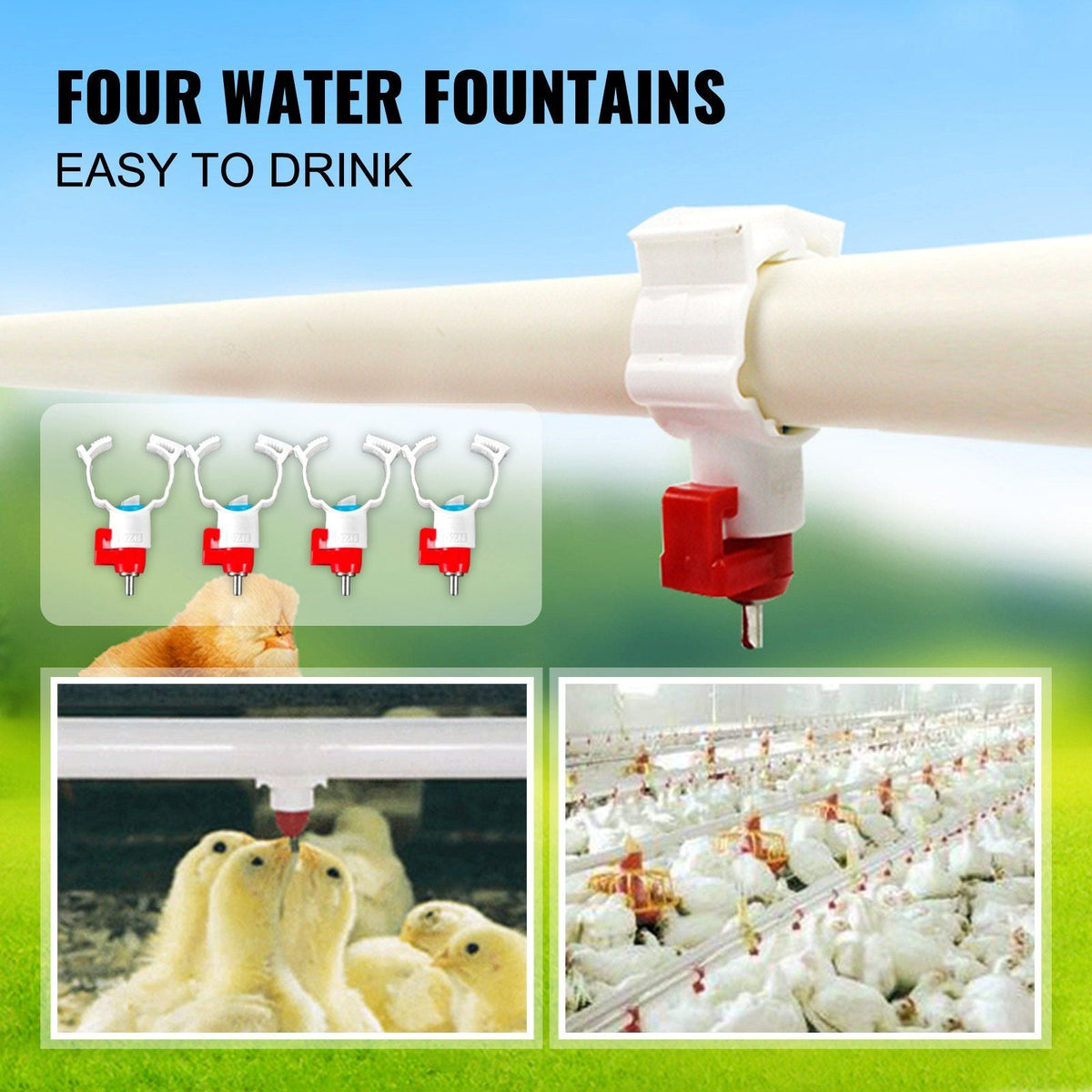Galvanized Poultry Feeder 25lbs Capacity Chicken Feeder No Waste 22lbs Chicken Feeder with Lid 11.75x11.75x15.75in Chicken Feeder and Water for 10 Chickens Automatic Poultry Feeder Outdoor