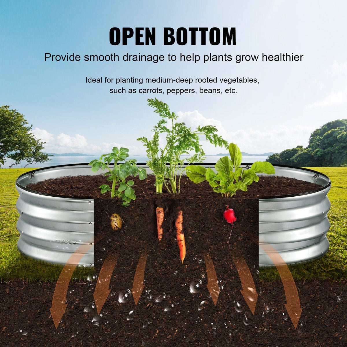 Galvanized Raised Garden Bed Planter Box 48.2x24.6x11" Flower Vegetable