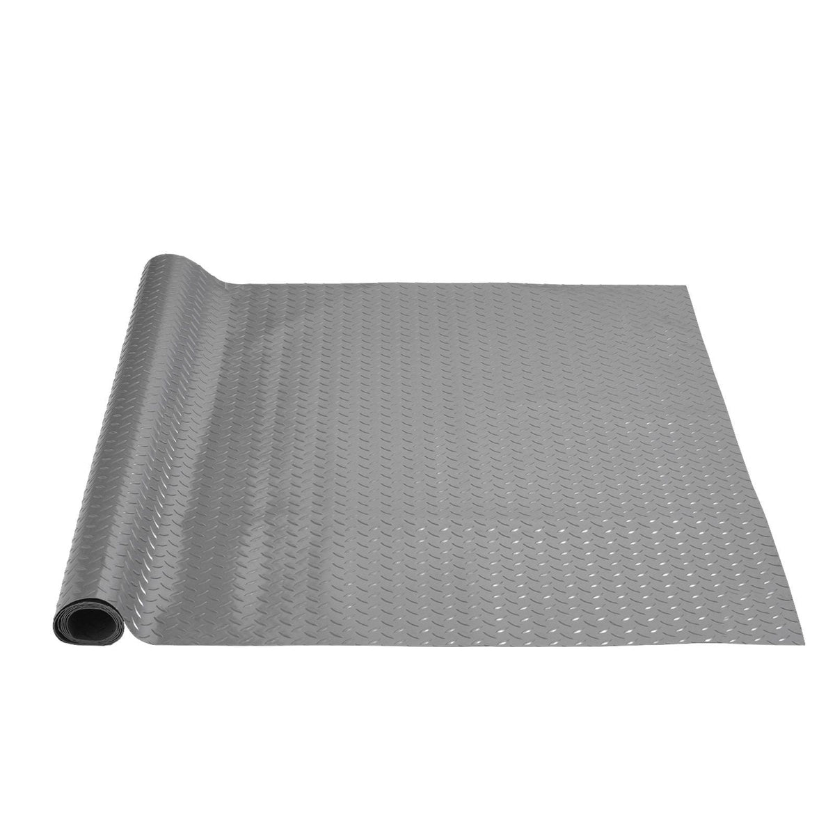Garage Floor Mat 4.9x9.2 ft Vinyl Garage Flooring Roll Anti-Slide Diamond Texture Silver Garage Mats for Under Car 45 sqft Covering Space DIY PVC Garage Floor Mat for Gyms Boats Car Trailer