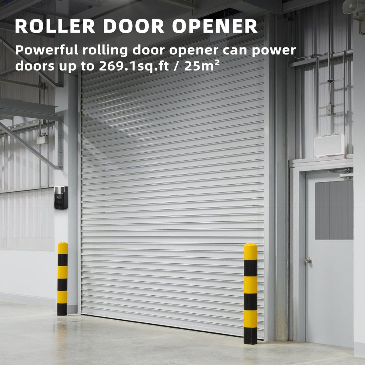 Garage Roller Door Opener, 250 N Lift Force 164 ft Remote Control, 110V Electric Roller Gate Opener, Auto Garage Roller Gate Opener Kit with 2 Remote, Apply for Garage Store