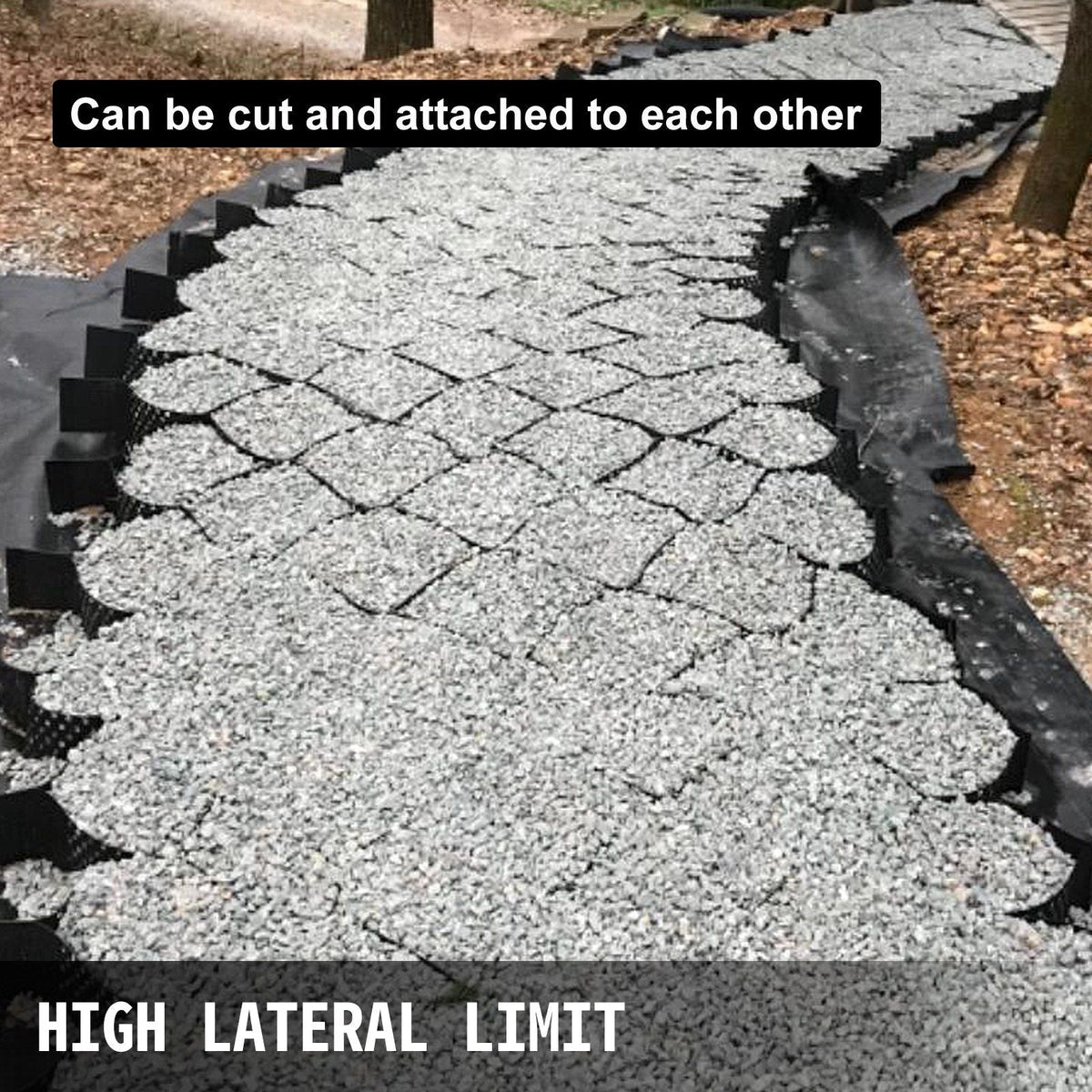 Geo Grid Ground Grid 9x17 ft, Geo Cell Grid 2 Inch Thick, Gravel Grid HDPE Material, Ground Stabilization Grid 1885 LBS Per Sq, Tensile Strength Gravel Ground Grid for Slope Driveways, Garden