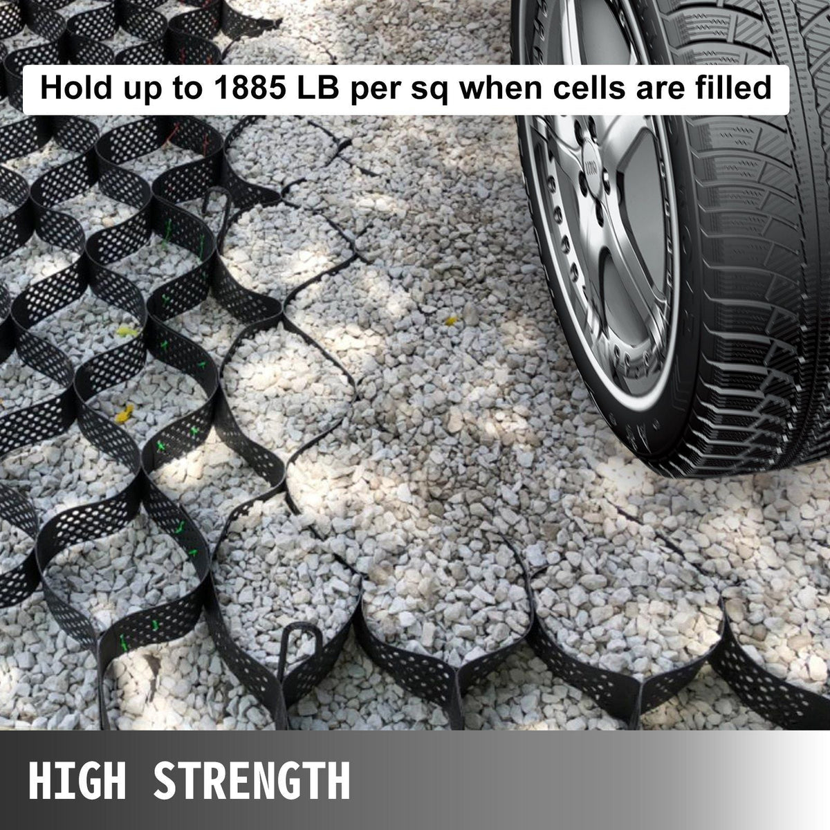 Geo Grid Ground Grid 9x17 ft, Geo Cell Grid 2 Inch Thick, Gravel Grid HDPE Material, Ground Stabilization Grid 1885 LBS Per Sq, Tensile Strength Gravel Ground Grid for Slope Driveways, Garden