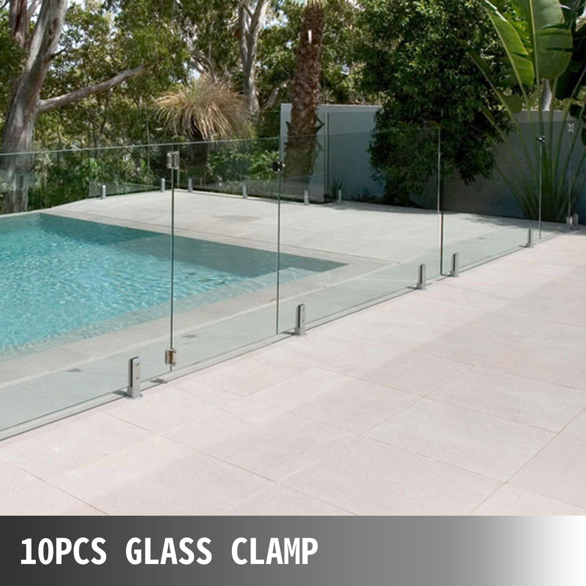 Glass Railing Clamp 10PCS, Glass Railing 3.8x3.8x6.3 inch, Glass Clamp 304 Stainless Steel Silver for Glass Thickness 3/10" (8 mm) to 1/2" (12 mm), Balcony, Garden, Deck Handrail, Stair