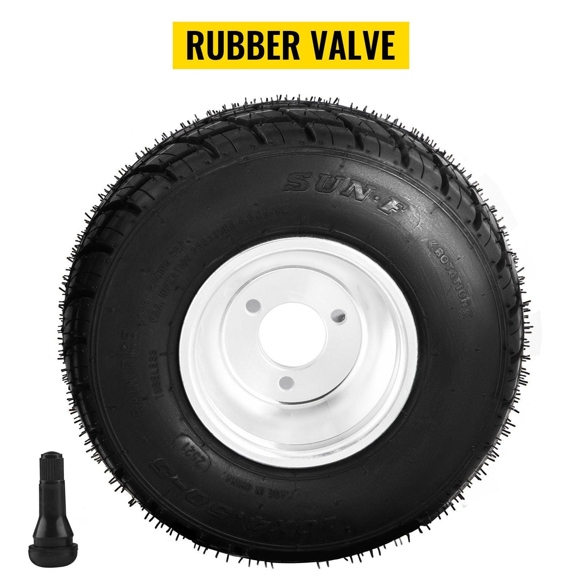 Go Kart Tires and Rims, 2pcs Front Tires Rims, Go Cart Wheels and Tires 10"x 4.50" Front, HUB- Rim Fit Bolt Pattern 58 mm/2.28 inch with 3 Holes for Go Kart, Drift Trike, Buggy