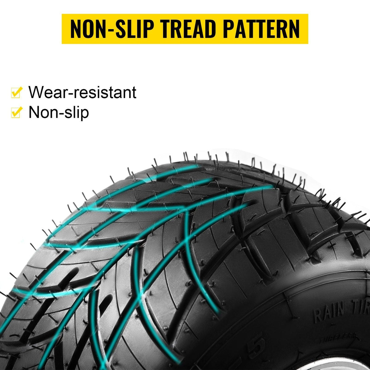 Go Kart Tires and Rims, 2pcs Front Tires Rims, Go Cart Wheels and Tires 10"x 4.50" Front, HUB- Rim Fit Bolt Pattern 58 mm/2.28 inch with 3 Holes for Go Kart, Drift Trike, Buggy