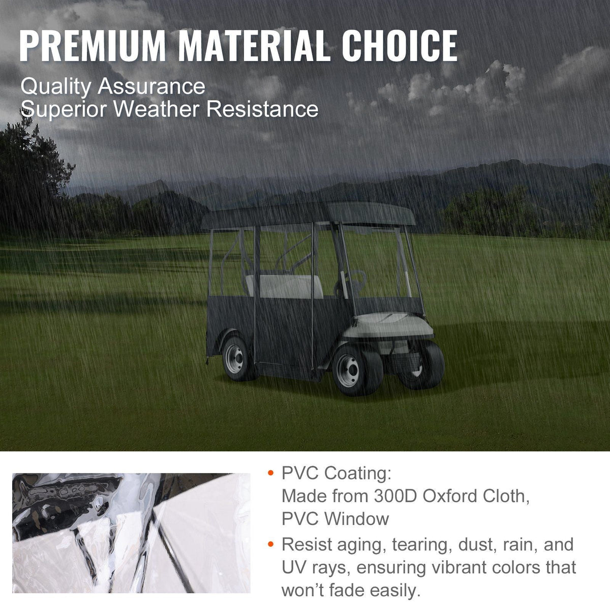 Golf Cart Enclosure 86'', 4-Person Golf Cart Cover, 4-Sided Fairway Deluxe, 300D Waterproof Driving Enclosure with Transparent Windows, Fit for EZGO, Club Car, Yamaha Cart