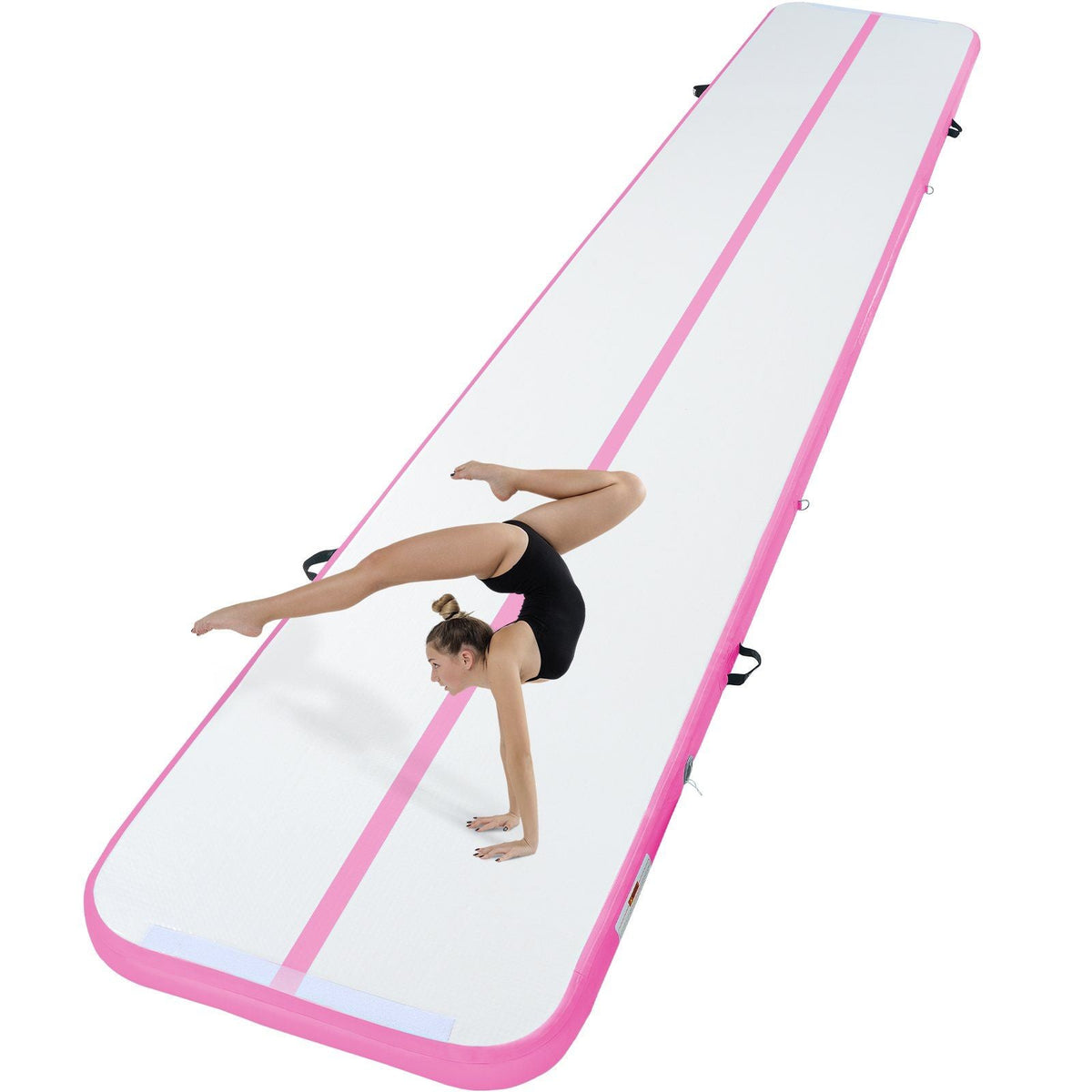 Gymnastics Air Mat, 4 inch Thickness Inflatable Gymnastics Tumbling Mat, Tumble Track with Electric Pump, Training Mats for Home Use/Gym/Yoga/Cheerleading/Beach/Park/Water, 20 ft, Pink