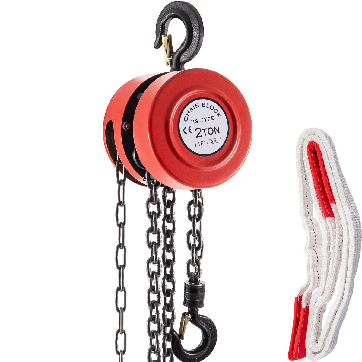 Hand Chain Hoist, 6600 lbs /3 Ton Capacity Chain Block, 10ft/3m Lift Manual Hand Chain Block, Manual Hoist w/Industrial-Grade Steel Construction for Lifting Good in Transport & Workshop, Red