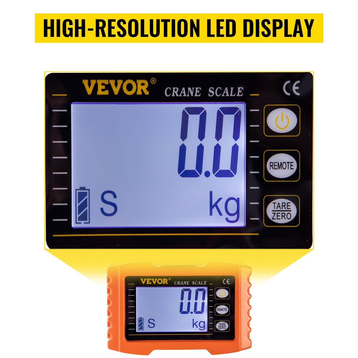 Hanging Scale 1000KG (2200LBS) Orange Digital Industrial Heavy Duty Crane Scale with Accurate Reloading Spring Sensor for Hunting Farm or Construction