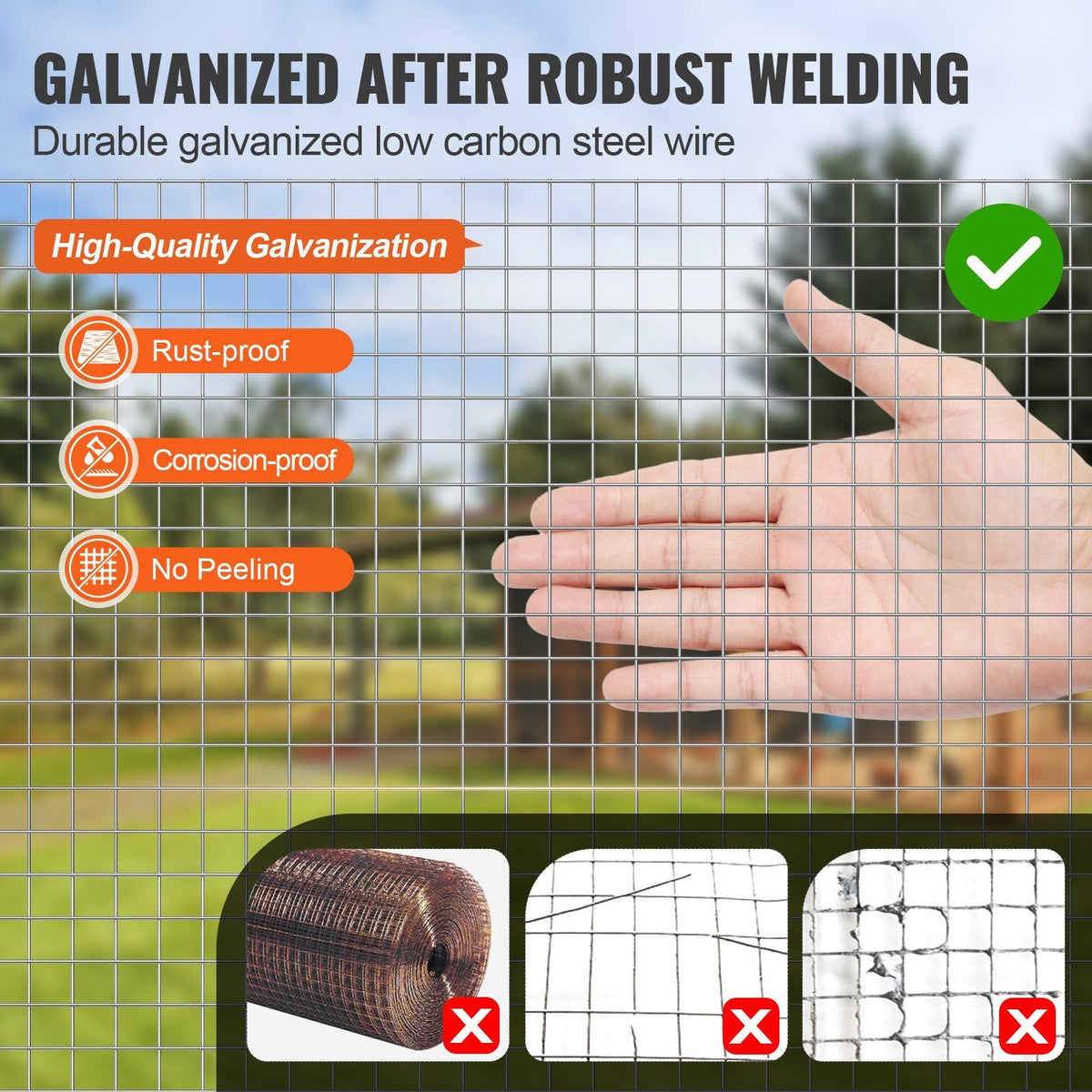 Hardware Cloth, 1/2 inch 36in x 50 ft 19 Gauge, Hot Dipped Galvanized Wire Mesh Roll, Chicken Wire Fencing, Wire Mesh for Rabbit Cages, Garden, Small Rodents