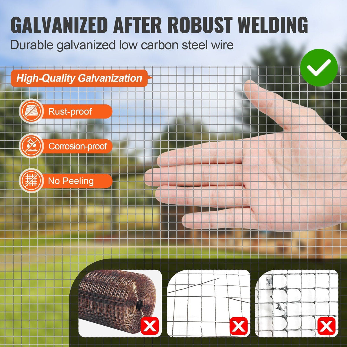 Hardware Cloth, 1/4 inch 48in x 50 ft 23 Gauge, Hot Dipped Galvanized Wire Mesh Roll, Chicken Wire Fencing, Wire Mesh for Rabbit Cages, Garden, Small Rodents