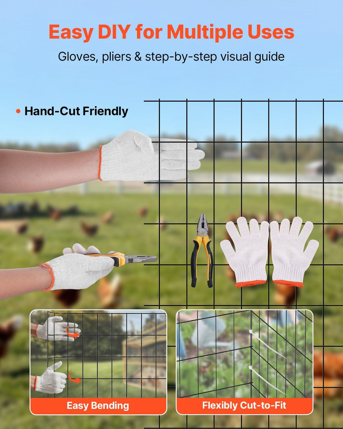 Hardware Cloth 36 in x 25 ft, 2 x 3 in Mesh 16 Gauge Galvanized Wire Mesh Roll, Weather-Resistant Vinyl Coated Chicken Wire Fencing, Heavy Duty Welded Garden Plant Fencing for Rabbit Cage Snake