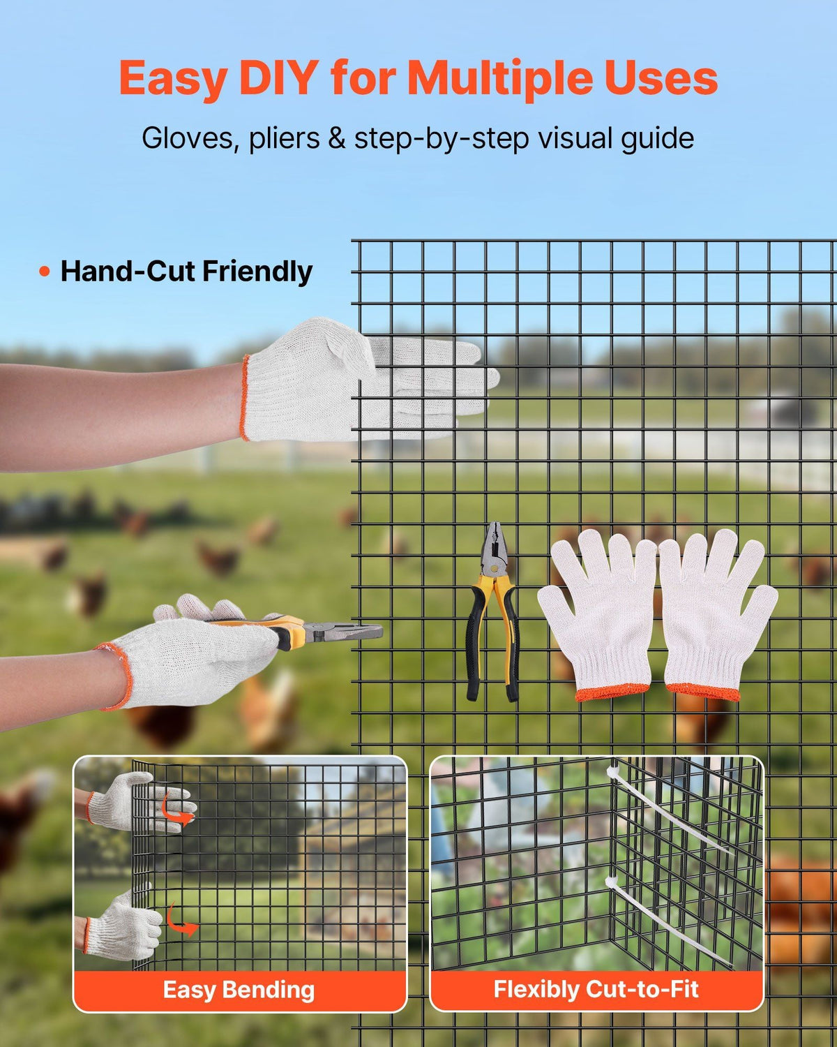Hardware Cloth 72 in x 50 ft, 1/2 in 19 Gauge Galvanized Wire Mesh Roll, Weather-Resistant Vinyl Coated Chicken Wire Fencing, Heavy Duty Welded Garden Plant Fencing for Rabbit Cage Snake Fence