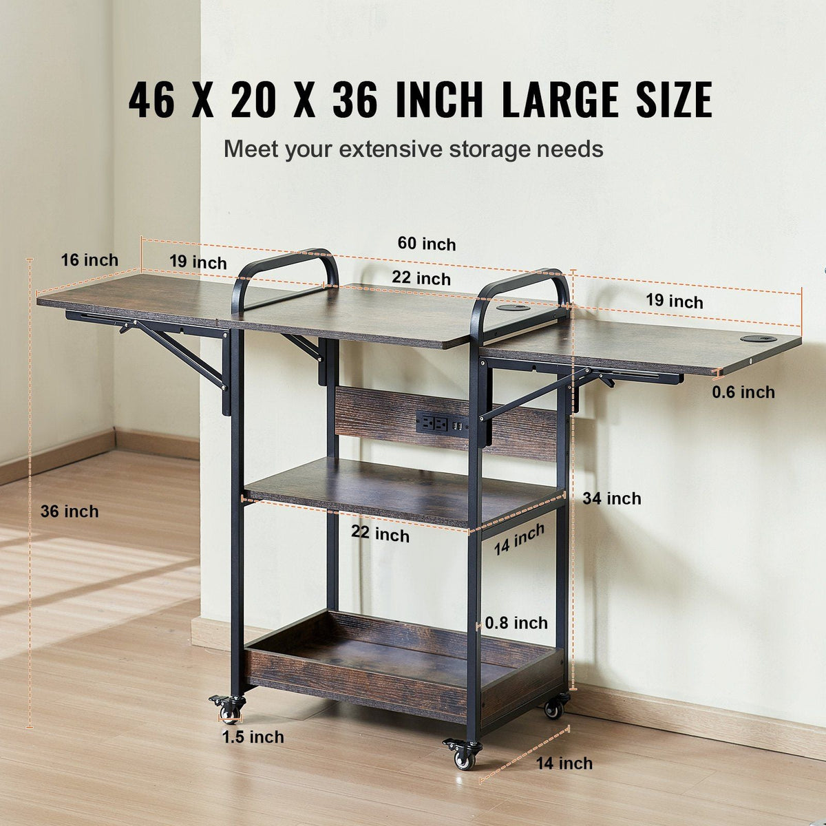 Heat Press Table with Charging Station 3 Tier Movable Heat Press Stand
