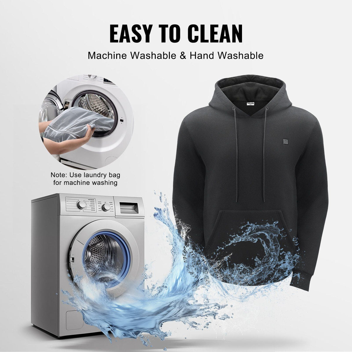 Heated Hoodie Sweatshirt Unisex with Battery for Men & Women XL Size Black