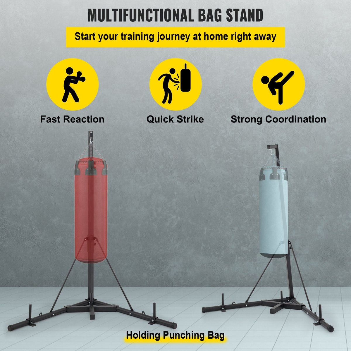 Heavy Bag Stand Free Standing Punching Punch Bracket Station Boxing Stand Height Adjustable Folding Boxing Bag Stand for Home Fitness (Heavy Bag Stand)