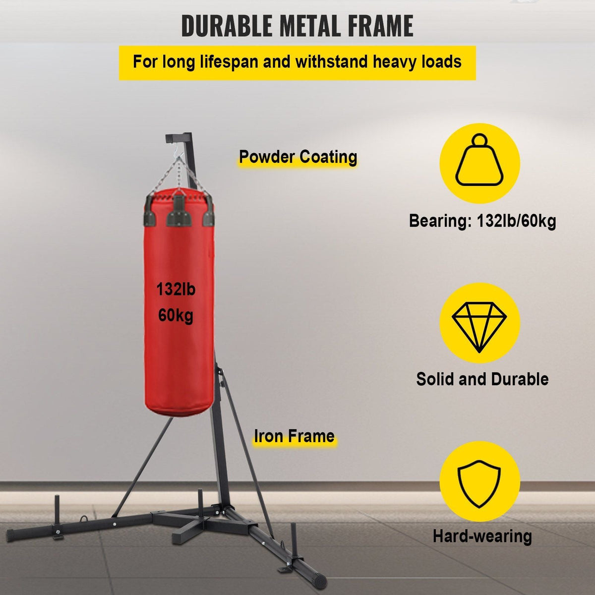 Heavy Bag Stand Free Standing Punching Punch Bracket Station Boxing Stand Height Adjustable Folding Boxing Bag Stand for Home Fitness (Heavy Bag Stand)