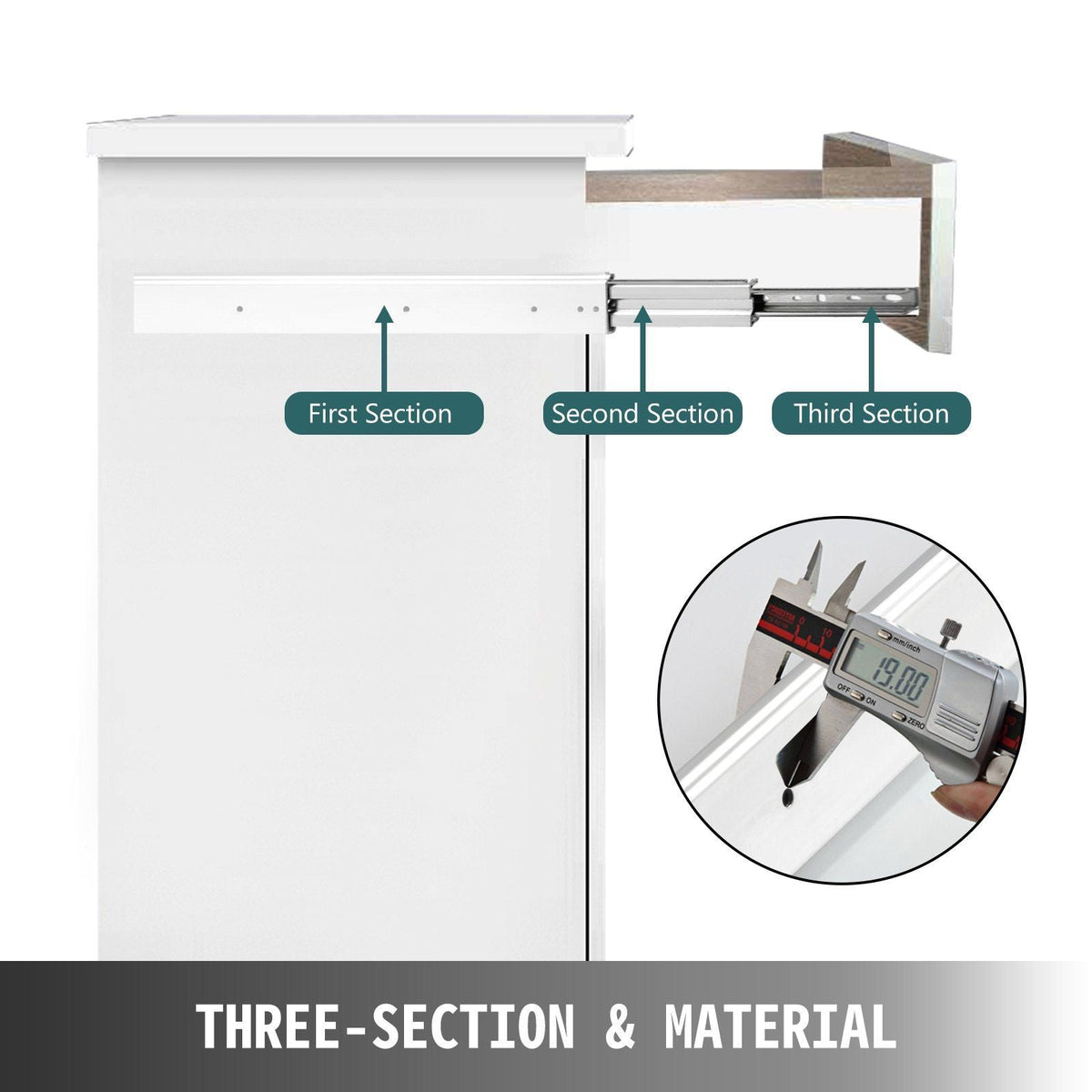 Heavy Duty Drawer Slides 28" Length, Locking Drawer Slides 500lbs Load Capacity Long Full Extension Drawer Slide 1 Pair Side Mount Ball Bearing Drawer Glides Push to Open Drawer Runners Rail