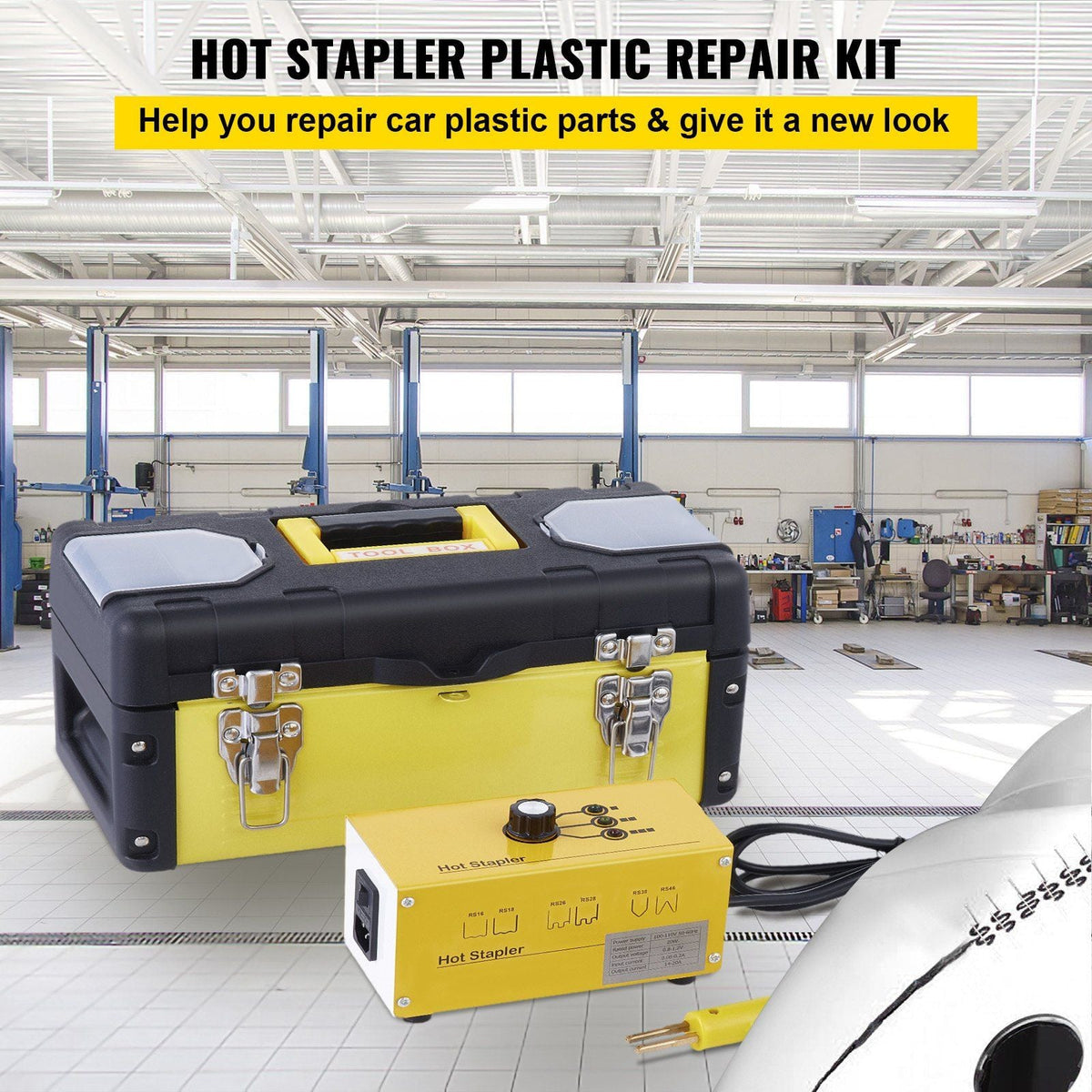 Hot Stapler Plastic Repair Kit 600 Staples Tool Box 20W Plastic Welder Kit for Plastic Repair Thermo Repair (600 Staples)
