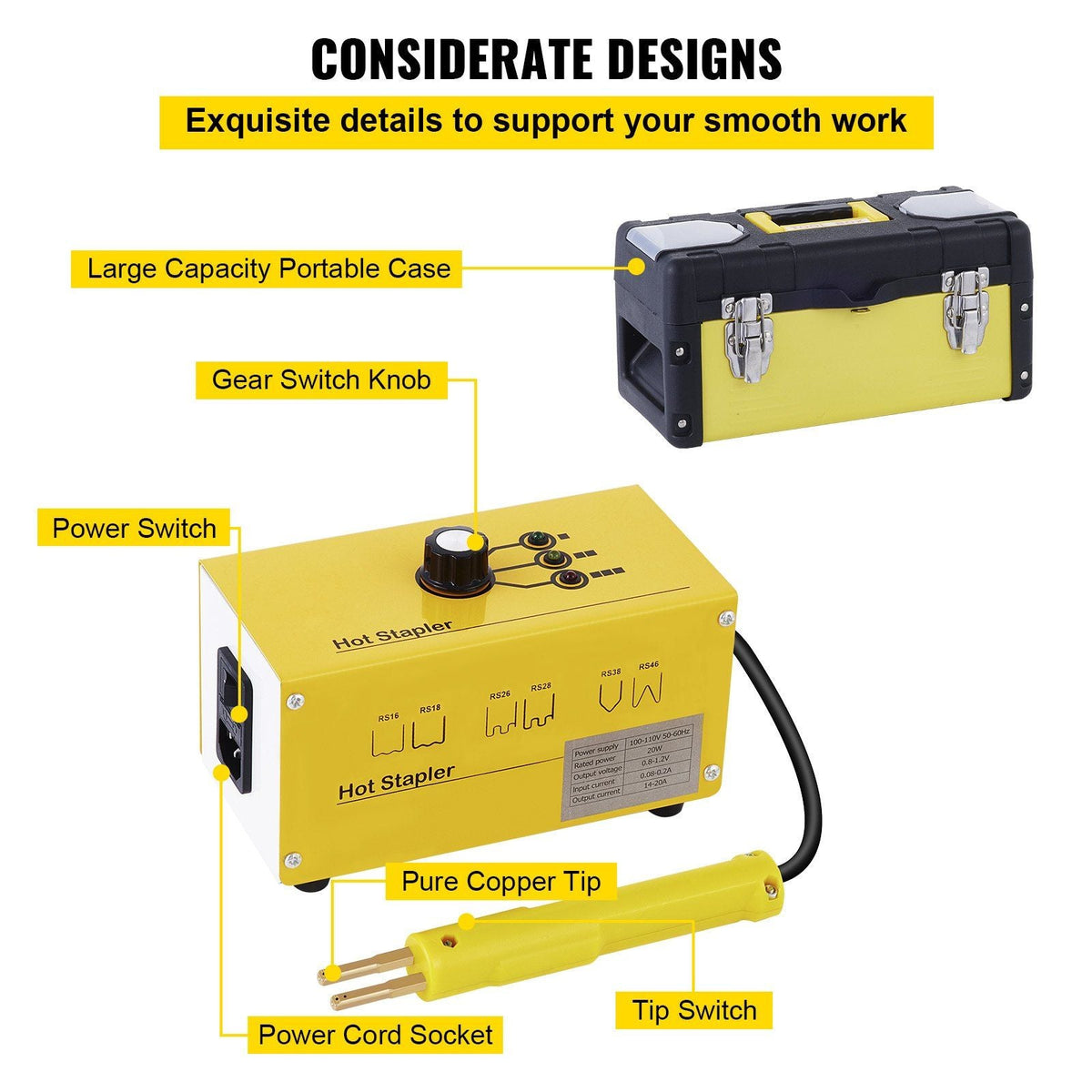 Hot Stapler Plastic Repair Kit 600 Staples Tool Box 20W Plastic Welder Kit for Plastic Repair Thermo Repair (600 Staples)