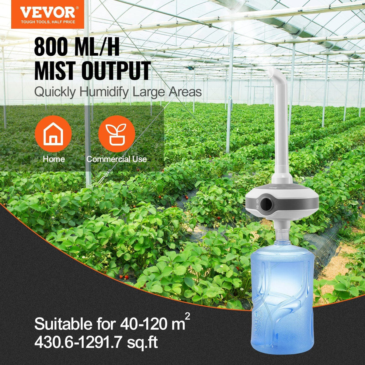 Humidifier for Large Room 1291.7 sq ft, Industrial Commercial Humidifier 560ml/h Output, Auto Shut-Off Ultrasonic Cool Mist Humidifiers for Home Greenhouse Indoor Planting Warehouse Office