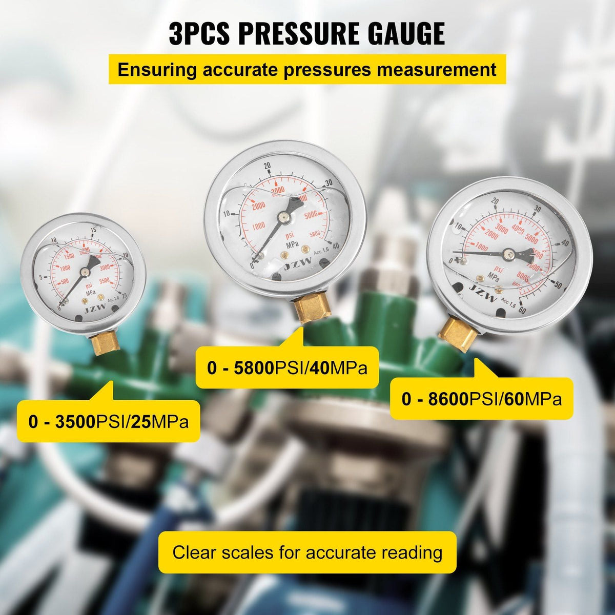 Hydraulic Pressure Test Kit, 25/40/60Mpa/11Couplings, Excavator Parts Hydraulic Tester Coupling Hydraulic Pressure Gauge Kit for Excavator Construction Machinery