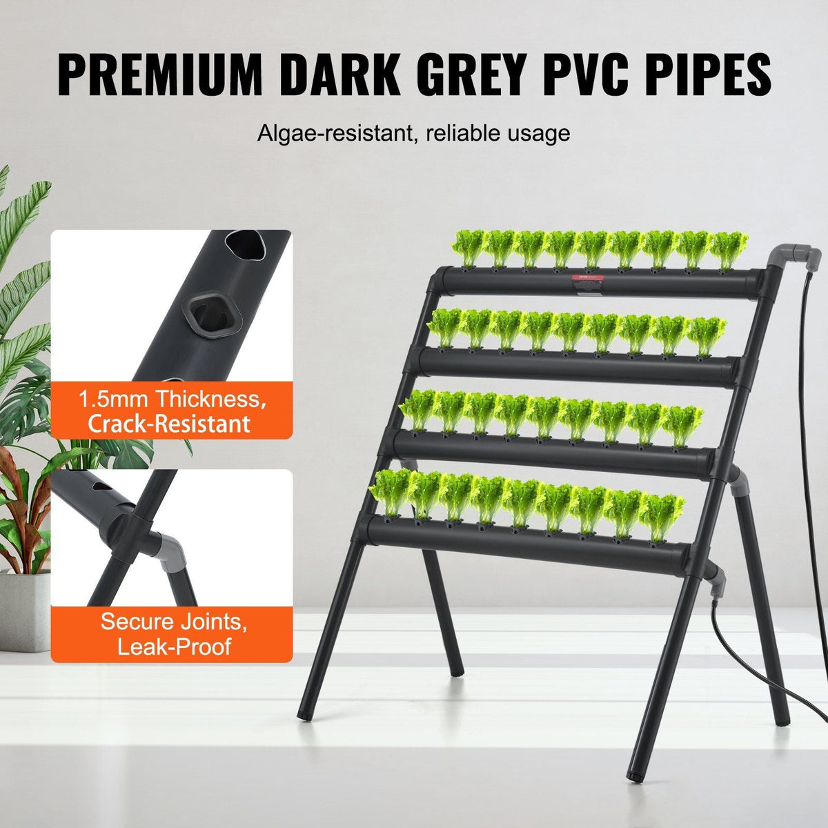 Hydroponics Growing System 36 Sites 4-Layer Hydroponic Grow Kit PVC Pipes