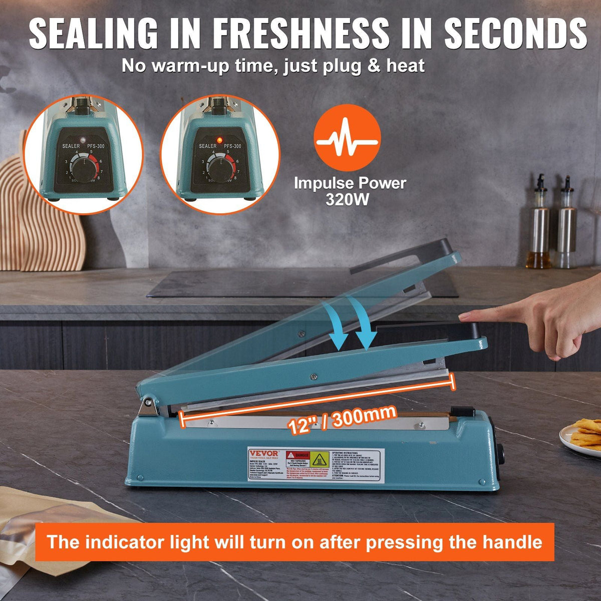 Impulse Sealer 12 inch, Manual Heat Seal Machine with Adjustable Heating Mode, Iron Shrink Wrap Bag Sealers for Plastic Mylar PE PP Bags, Portable Poly Bag Sealing Machine with Extra Replace Kit
