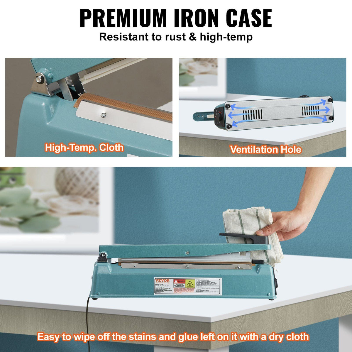Impulse Sealer 12 inch, Manual Heat Seal Machine with Adjustable Heating Mode, Iron Shrink Wrap Bag Sealers for Plastic Mylar PE PP Bags, Portable Poly Bag Sealing Machine with Extra Replace Kit