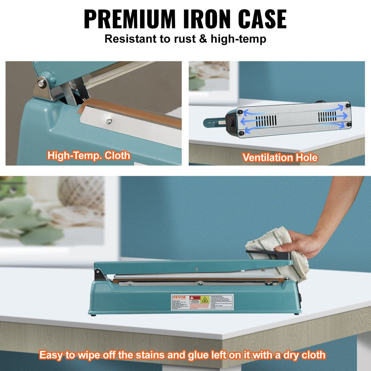 Impulse Sealer 16 inch, Manual Heat Seal Machine with Adjustable Heating Mode, Iron Shrink Wrap Bag Sealers for Plastic Mylar PE PP Bags, Portable Poly Bag Sealing Machine with Extra Replace Kit
