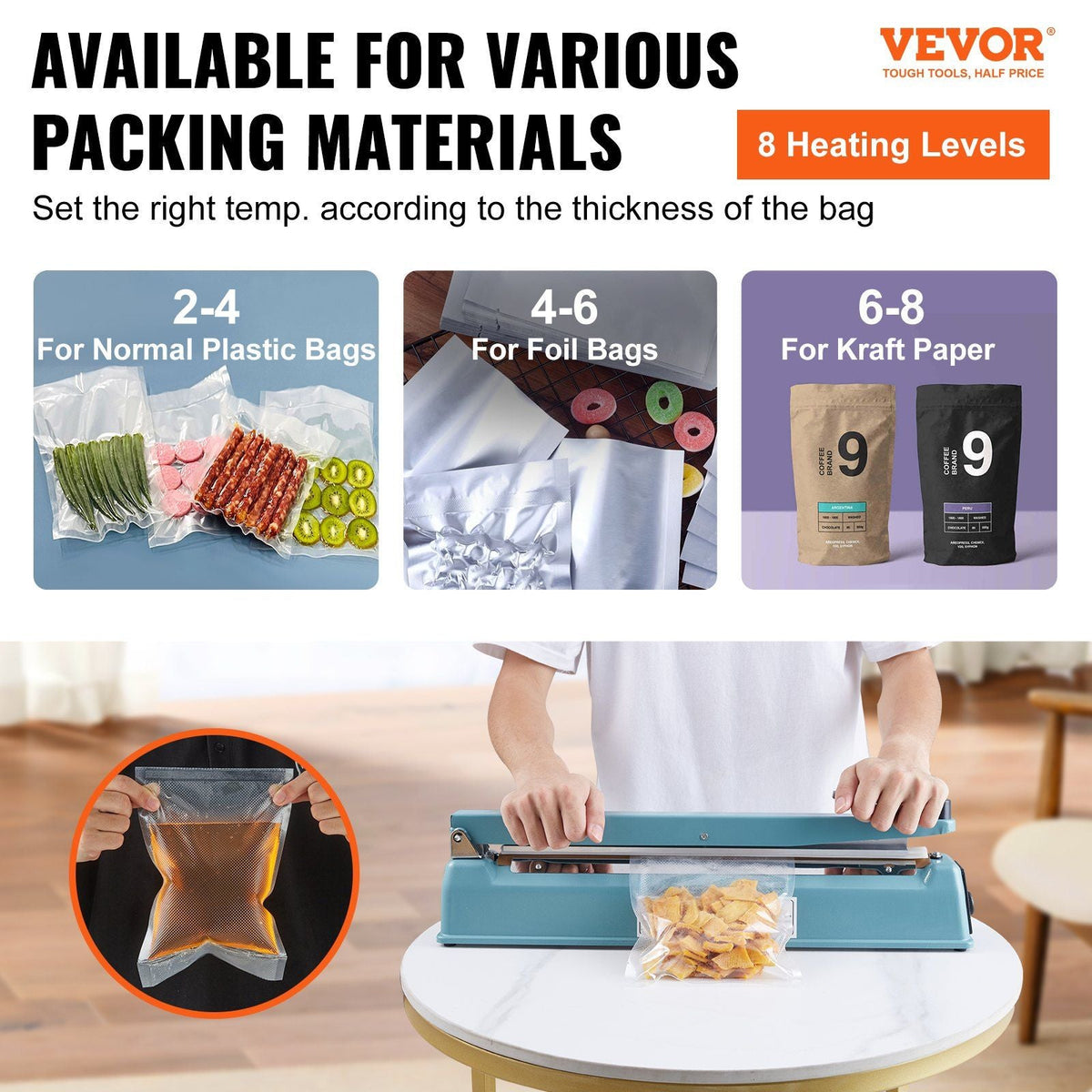 Impulse Sealer 16 inch, Manual Heat Seal Machine with Adjustable Heating Mode, Iron Shrink Wrap Bag Sealers for Plastic Mylar PE PP Bags, Portable Poly Bag Sealing Machine with Extra Replace Kit