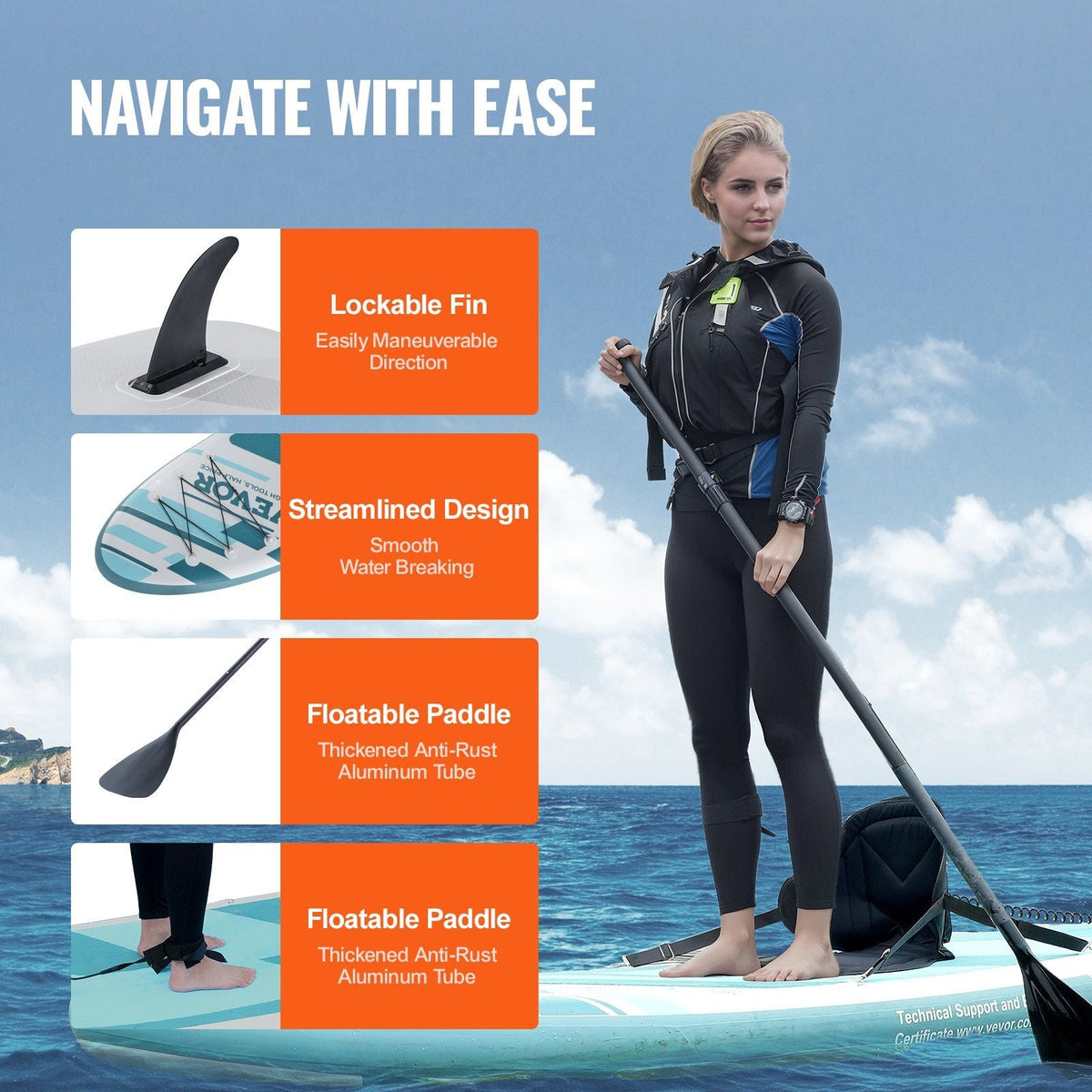 Inflatable Stand Up Paddle Board, 10' x 33" x 6" Wide SUP Paddleboard with Removable Kayak Seat, Board Accessories, Pump, Paddle, Fin, Backpack, Ankle Leash, and Repair Kit, for Youth & Adults