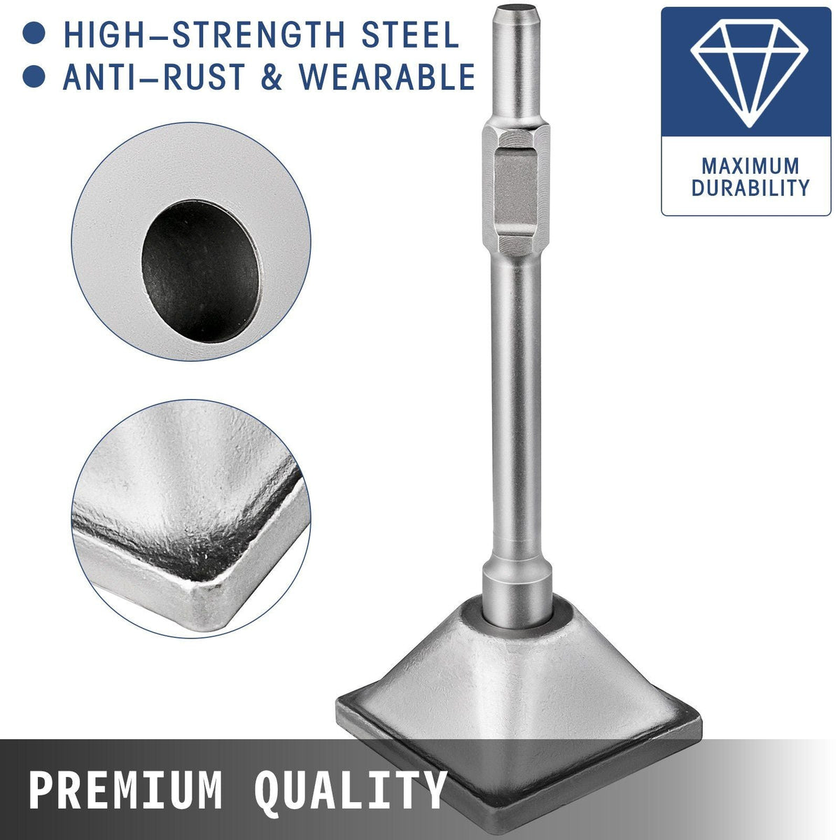Jack Hammer 1-1/16" Tamper Shank, Dirt Tamper 6x6" Compactor Plate with Electric Chisel Dirt Compactor, Demolition Jackhammer Bits Solid Compactor Breaker Hammer Concrete Tamper Asphalt Tools