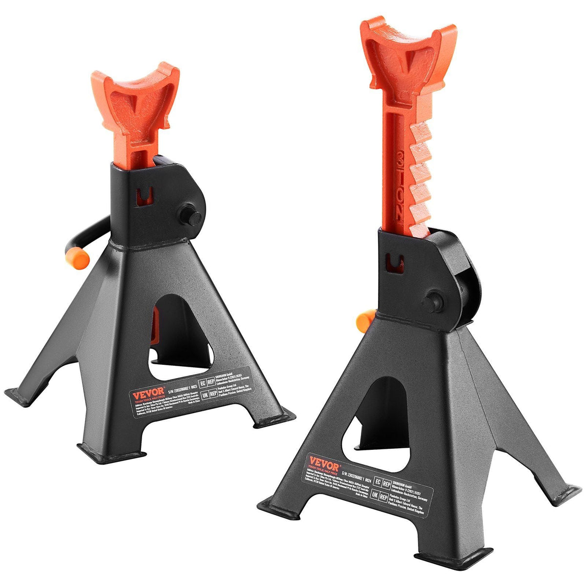 Jack Stands, 3 Ton (6,000 lbs) Capacity Car Jack Stands, 10.8-16.3 inch Adjustable Height, for lifting SUV, Pickup Truck, Car and UTV/ATV, Red, 1 Pair