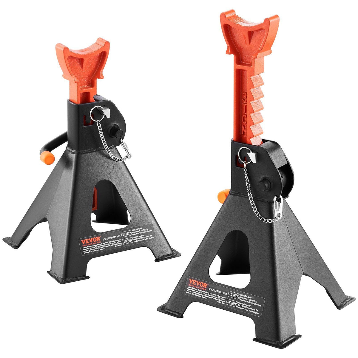 Jack Stands, 3 Ton (6,000 lbs) Capacity Car Jack Stands Double Locking, 10.8-16.3 inch Adjustable Height, for lifting SUV, Pickup Truck, Car and UTV/ATV, Red, 1 Pair