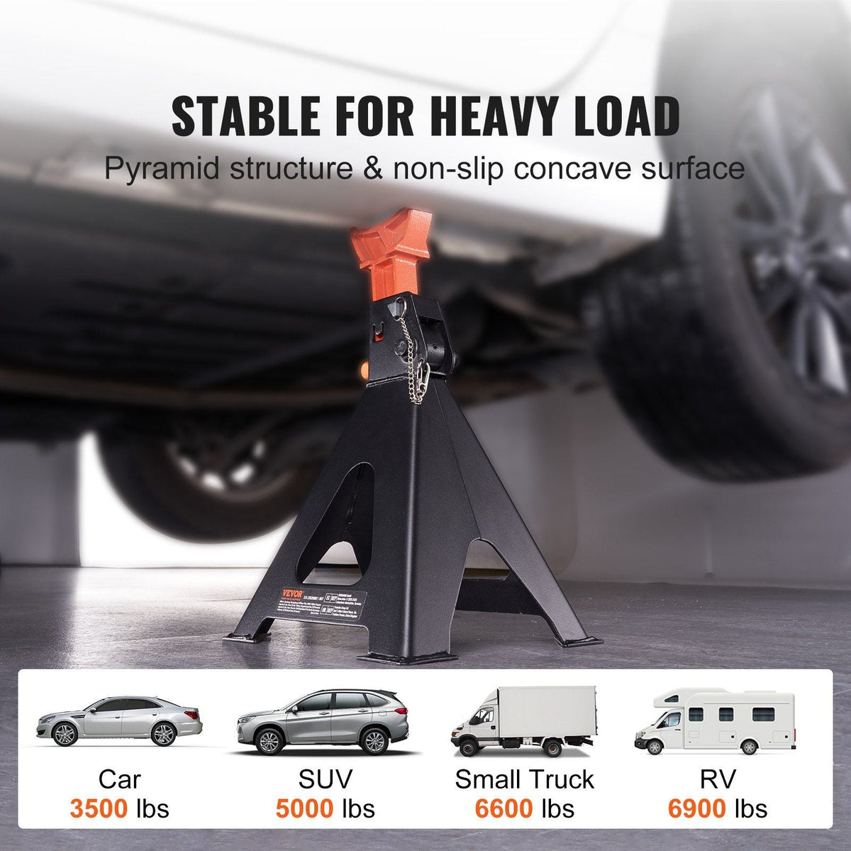 Jack Stands, 6 Ton (13,000 lbs) Capacity Car Jack Stands Double Locking, 14.2 -23 inch Adjustable Height, for lifting SUV, Pickup Truck, Car and UTV/ATV, Red, 1 Pair
