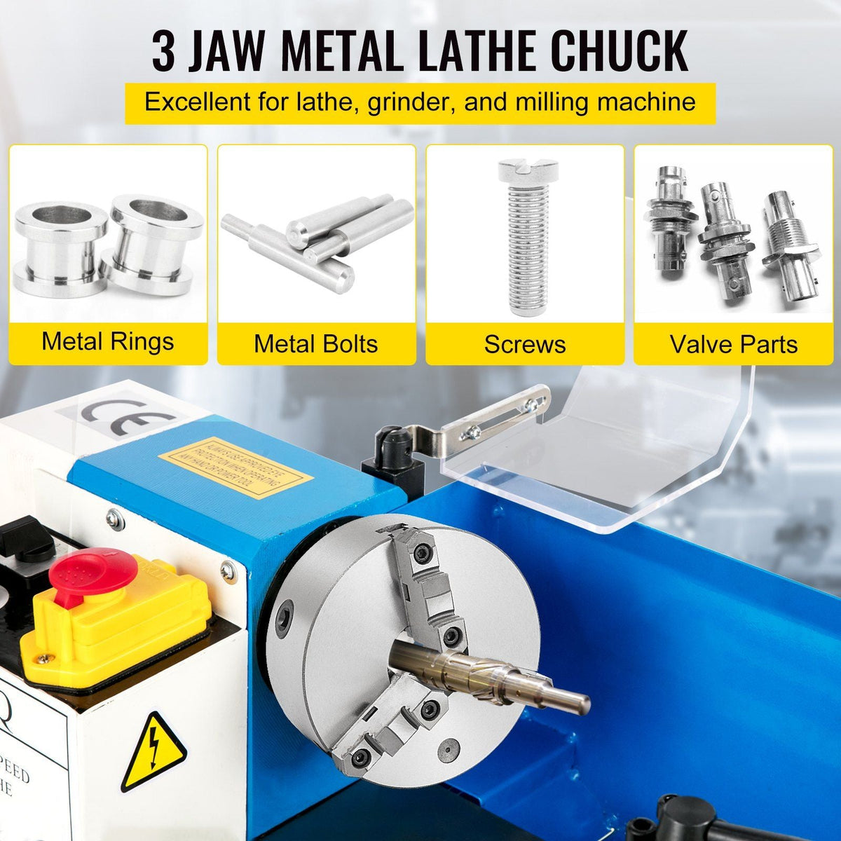 K11-250 Lathe Chuck 10 Inch 3 Jaw, Self Centering Chuck Milling Hardened Steel, Internal External Grinding for Lathe Drilling Milling Machine