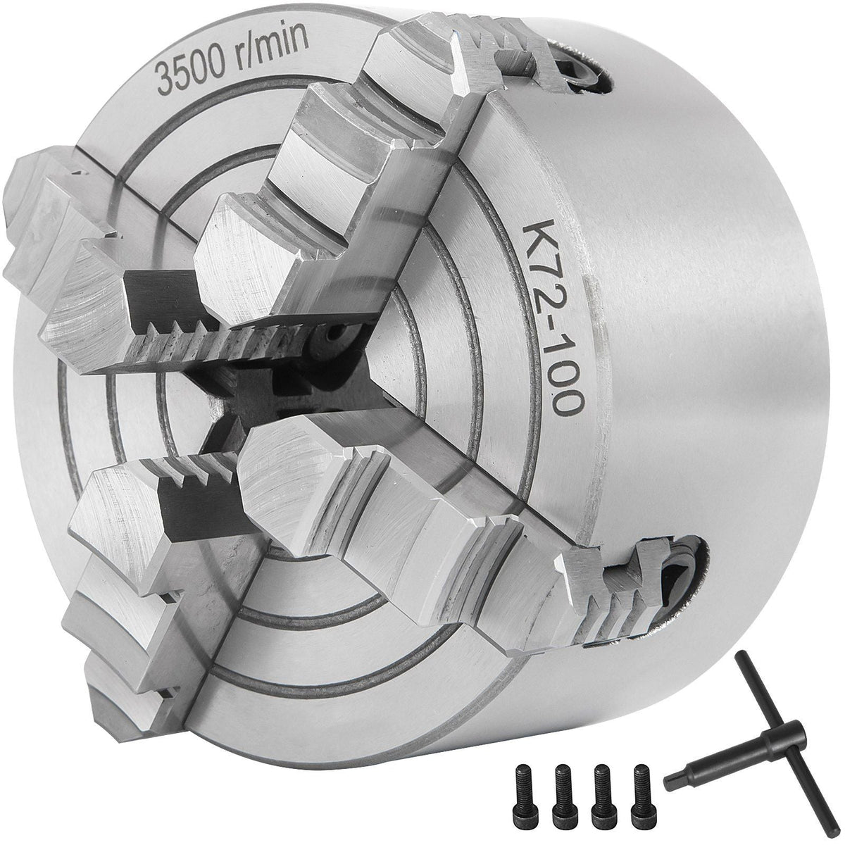 K72-100 Lathe Chuck 4 Inch 4-Jaw,Lathe Chuck Independent Reversible Jaw,Metal Lathe Chuck Turning Machine Accessories,for Lathes Machine