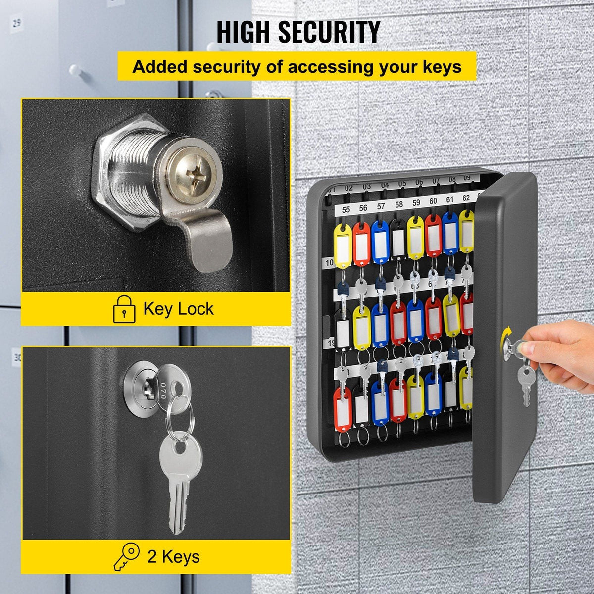 Key Cabinet, Key Lock Cabinet Steel, Q235 Steel Key Storage, Wall Mounted Key Storage Box, Black Key Box Organizer for School, Office, Hotel, Bank (120 positions)