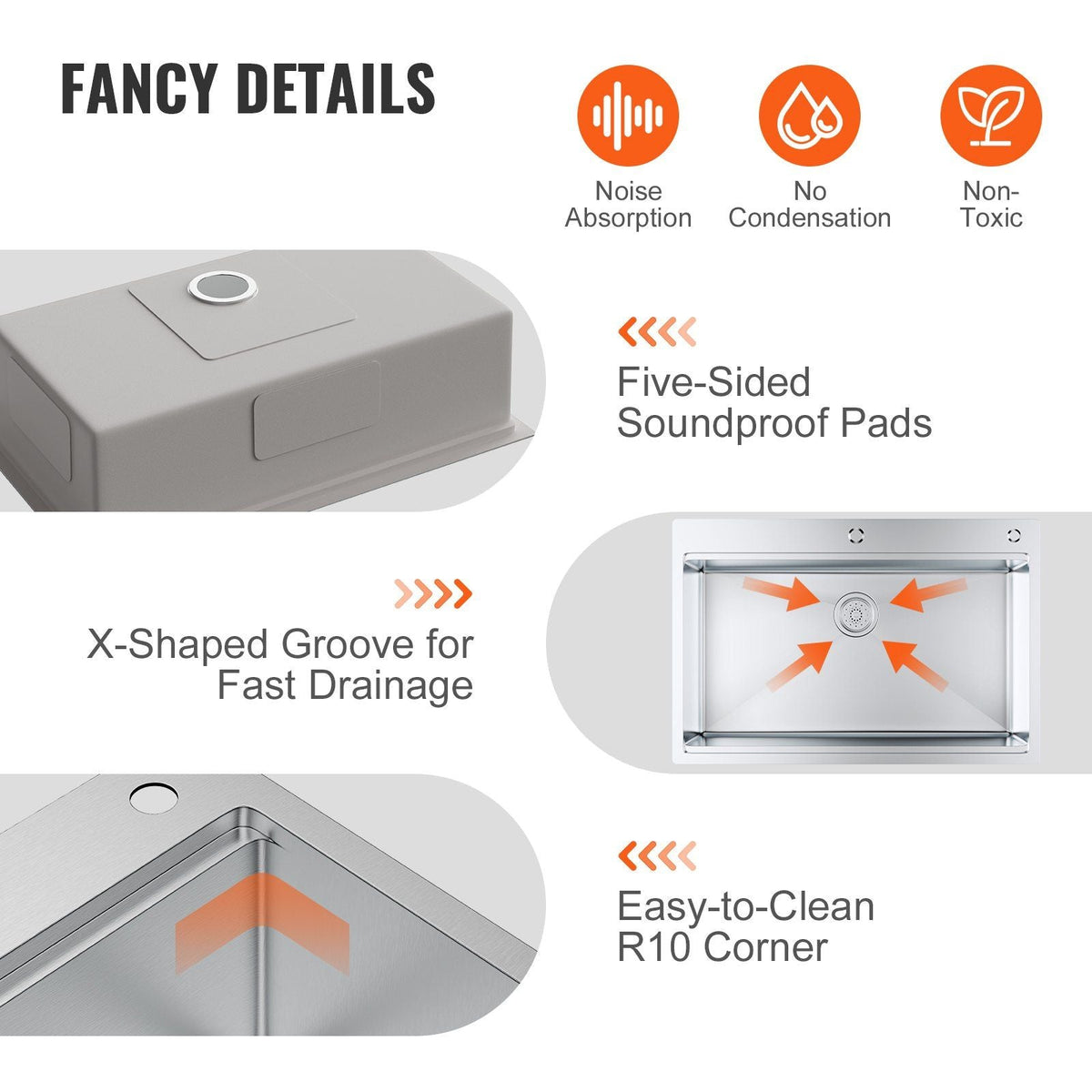Kitchen Sink, 304 Stainless Steel Drop-In Sinks, Top Mount Single Bowl Basin with Ledge and Accessories, Household Dishwasher Sinks for Workstation, RV, Prep Kitchen, and Bar Sink, 33 inch