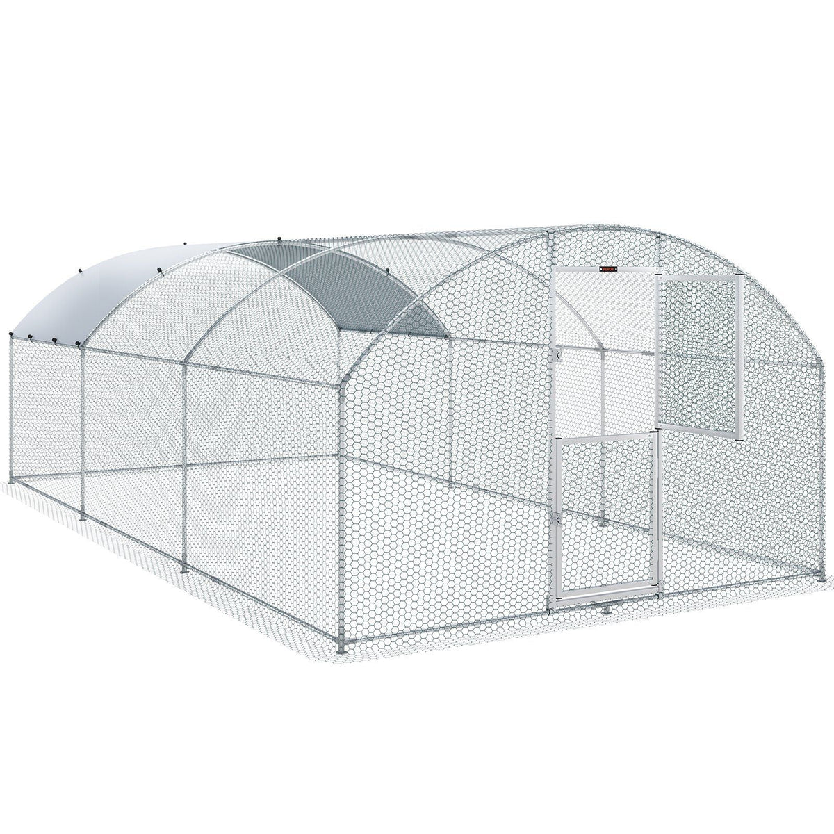 Large Metal Chicken Coop with Run, 19.7x9.8x6.6ft, Walkin Poultry Cage for Yard with Waterproof Cover, Dome Roof Large Poultry Cage for Hen House, Duck and Rabbit, Silver