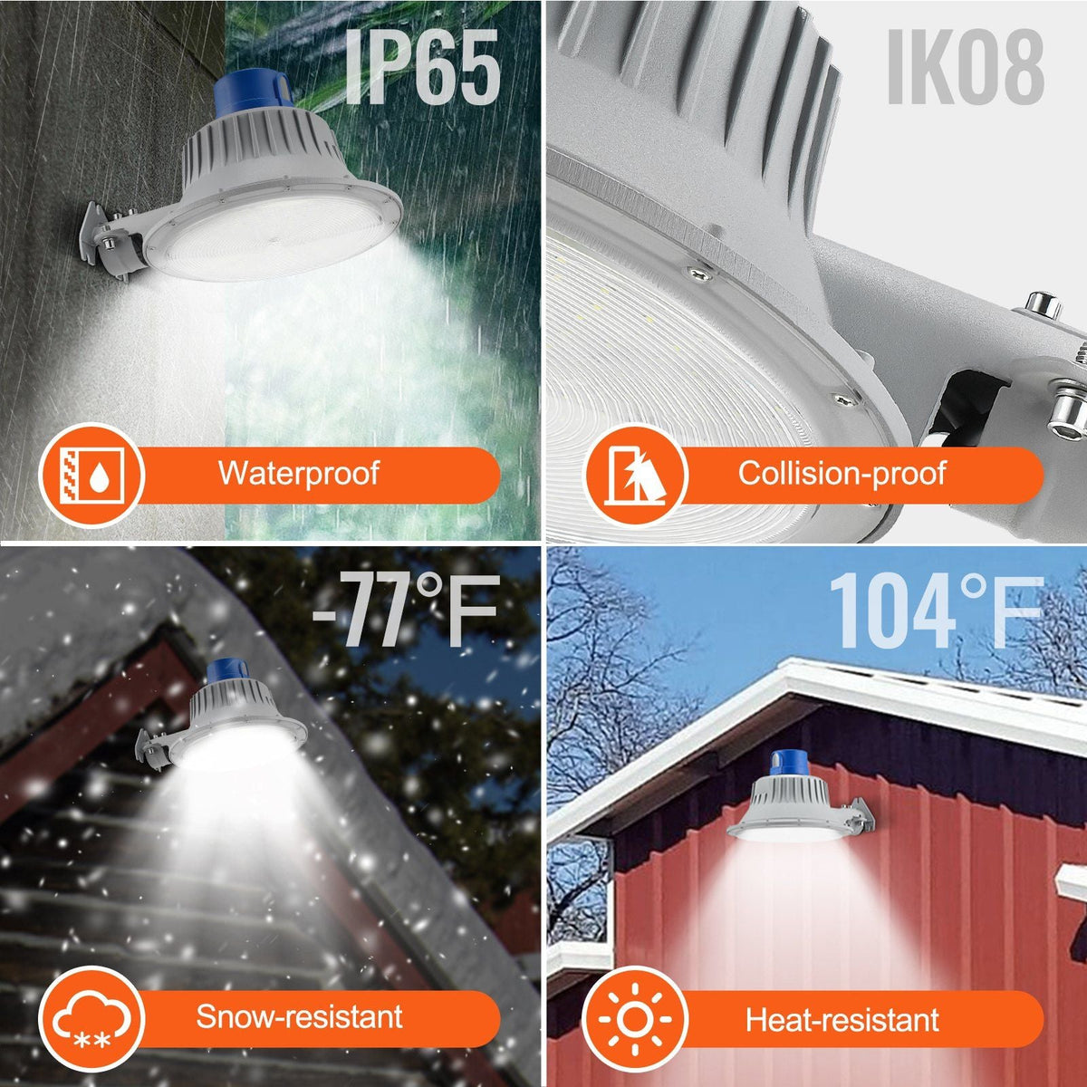 LED Barn Light, 100W 11000LM, Ultra Brightness 6000K Daylight, Dusk to Dawn Area Lights, Outdoor Security Flood Lighting, IP65 Waterproof for Outside Yard Street Garage Shed, Wall/Pole Mount