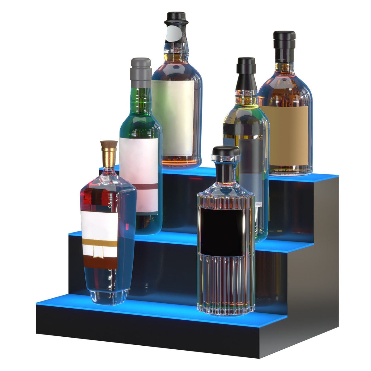 LED Lighted Liquor Bottle Display Bar Shelf RF & App Control 16" 3-Step