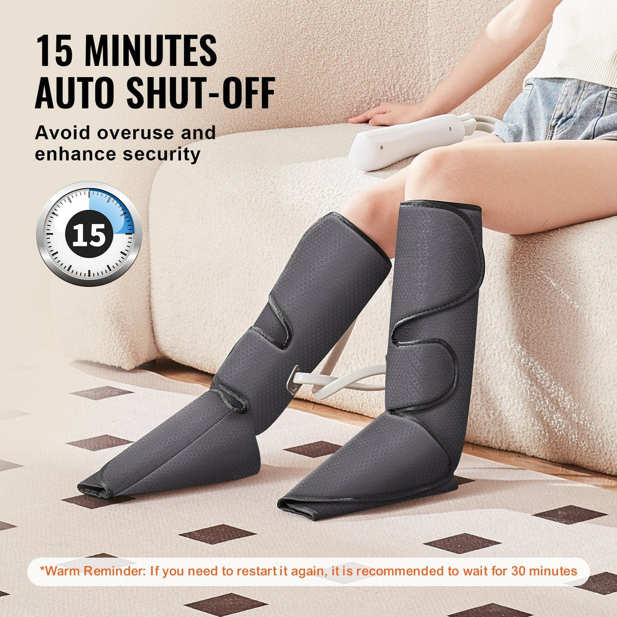 Leg Massager with Heat, Air Compression Massager for Foot and Calf, 3 Modes & 3 Intensities, 2 Heating Levels, Compression Massage Boots for Circulation and Pain Relief - Great Gift for Mom/Dad