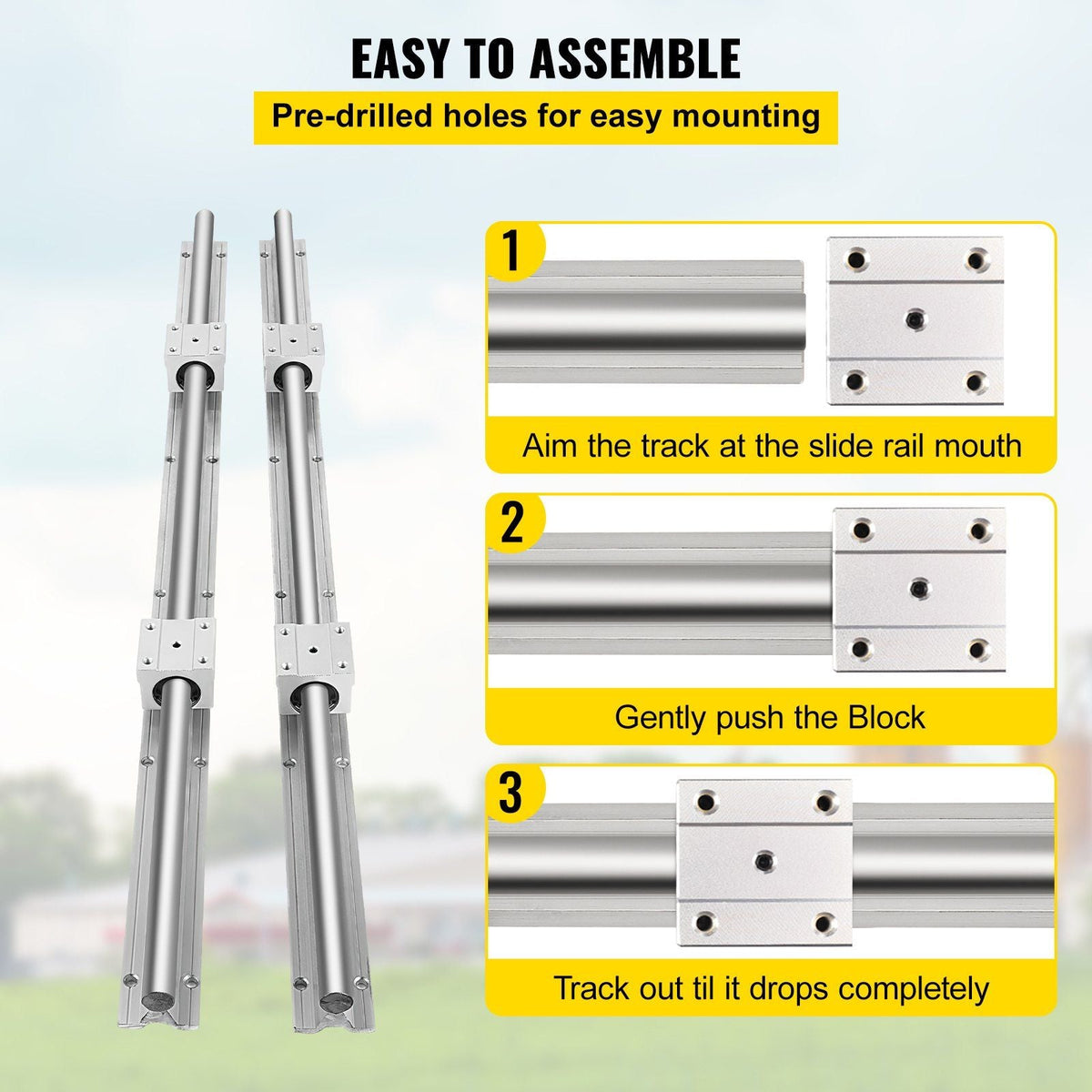 Linear Rail 2 Set SBR 25-1200mm 2 Linear Rail Guide and 4SBR25UU Bearing Block Fully Supported Shaft Rod