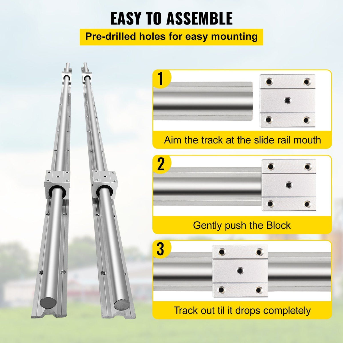 Linear Rail SBR20-1800mm 2 Linear Slide Guide with 4 SBR20UU Bearing Block