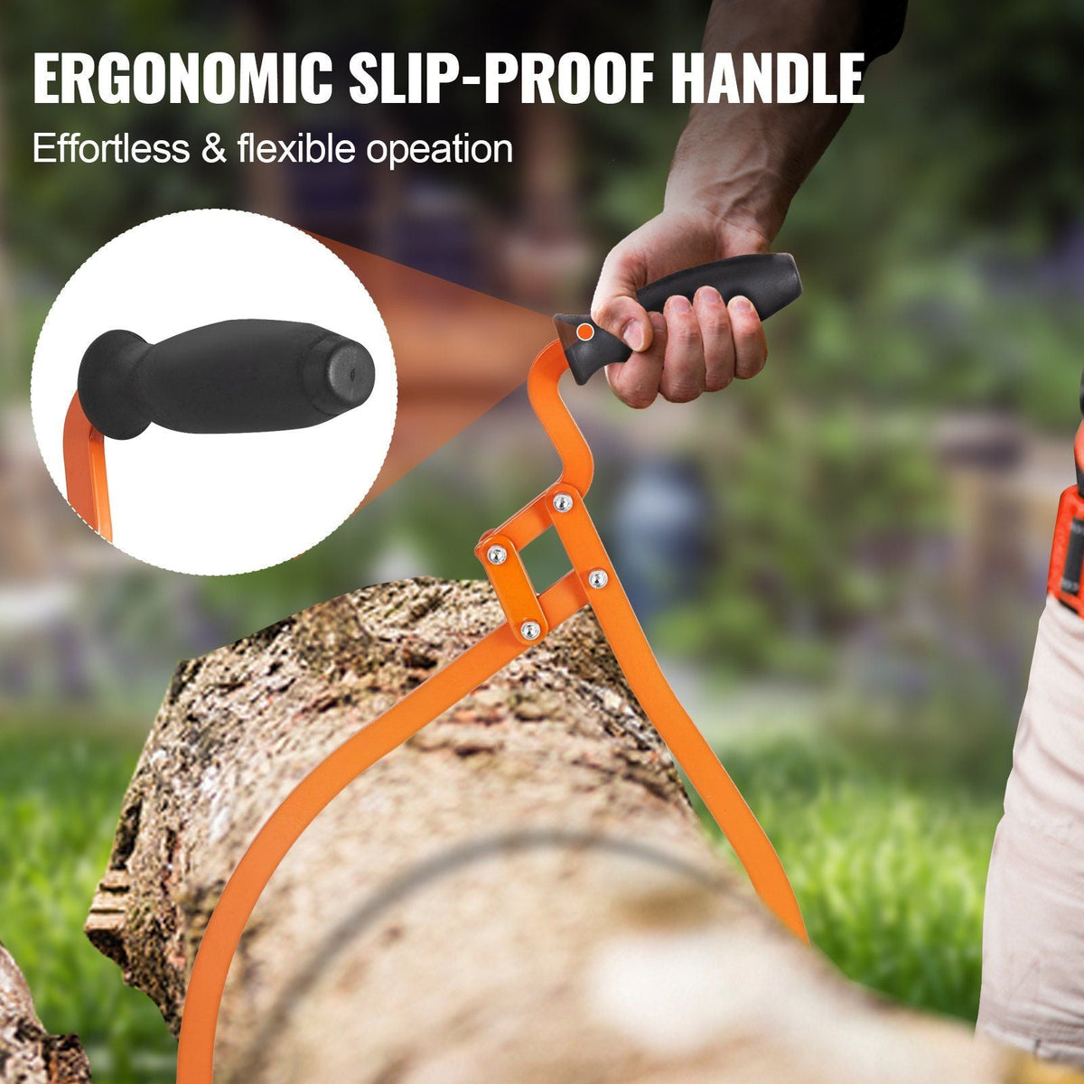 Log Tongs, 20 inch 2 Claw Logging Skidding Tongs Non-Slip Grip, Steel Hand Log Grapple with 110 lbs Loading Capacity, Log Lifting, Handling, Dragging & Carrying Tool